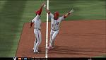 Celebrates rounding the bases.